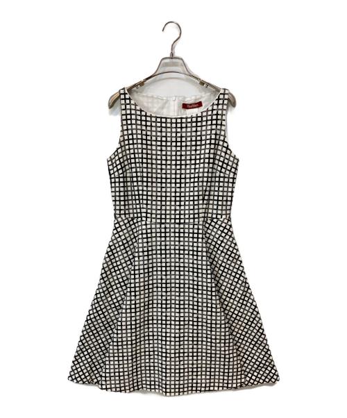 Max Mara Studio（マックスマーラ ストゥディオ）Max Mara Studio (マックスマーラ ストゥディオ) チェック柄ノースリーブワンピース ホワイト×ブラック サイズ:42の古着・服飾アイテム