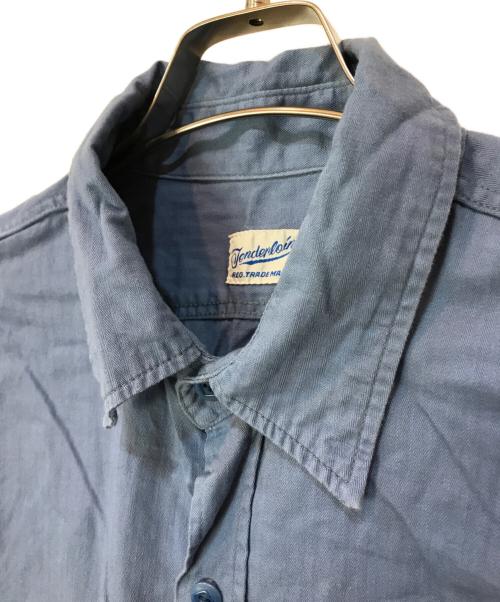 TENDERLOIN（テンダーロイン）TENDERLOIN (テンダーロイン) ヘリンボーン ワークシャツ ブルー サイズ:XLの古着・服飾アイテム