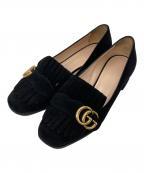 GUCCIグッチ）の古着「GGマーモント スエード ローファー」｜ブラック