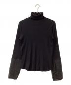 nest Robeネストローブ）の古着「コットン袖切替シアーリブタートル 袖シースルー カットソー」｜ブラック