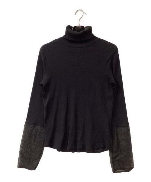 nest Robe（ネストローブ）nest Robe (ネストローブ) コットン袖切替シアーリブタートル 袖シースルー カットソー ブラック サイズ:Fの古着・服飾アイテム