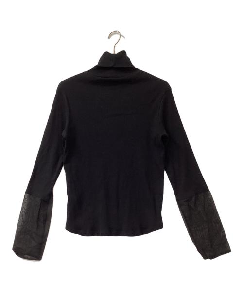 nest Robe（ネストローブ）nest Robe (ネストローブ) コットン袖切替シアーリブタートル 袖シースルー カットソー ブラック サイズ:Fの古着・服飾アイテム