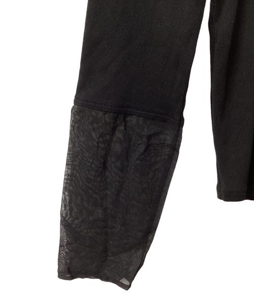 nest Robe（ネストローブ）nest Robe (ネストローブ) コットン袖切替シアーリブタートル 袖シースルー カットソー ブラック サイズ:Fの古着・服飾アイテム