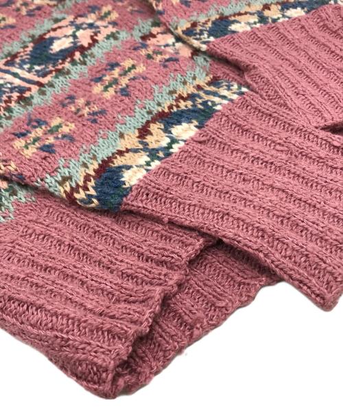 POLO RALPH LAUREN（ポロ・ラルフローレン）POLO RALPH LAUREN (ポロ・ラルフローレン) 総柄シルクリネンニット ピンク サイズ:Mの古着・服飾アイテム