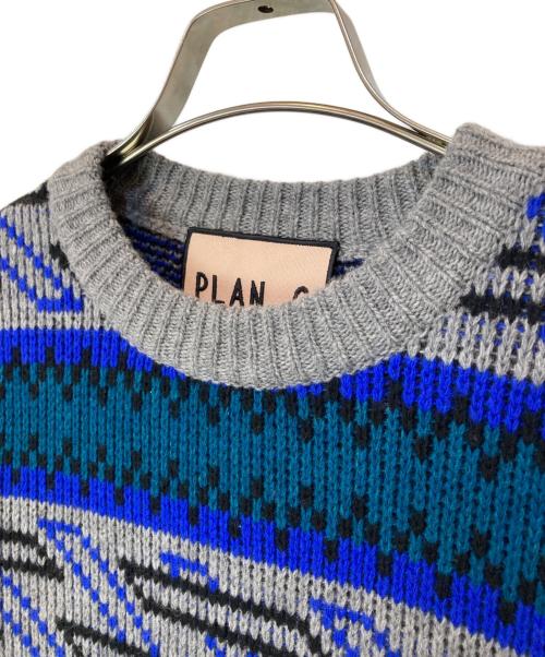PLAN C（プランシー）Plan C (プランシー) 総柄ニット ブルー サイズ:38の古着・服飾アイテム