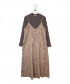 Rirandtureリランドチュール）の古着「レースキャミワンピースニットセット」｜ピンク×ブラウン