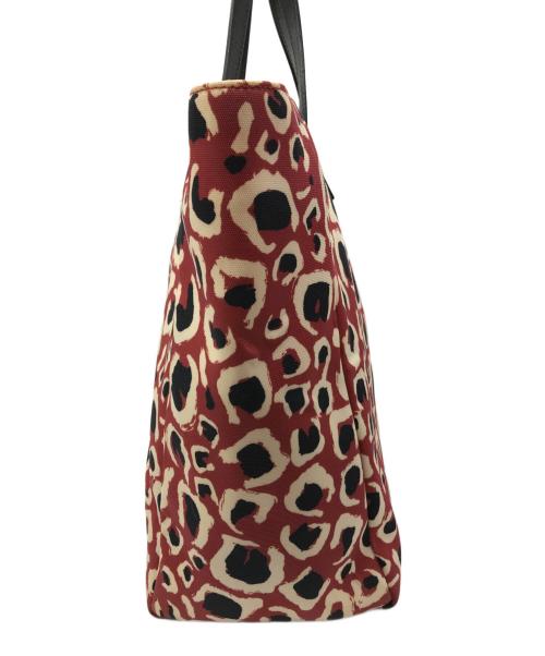 GUCCI（グッチ）GUCCI (グッチ) レオパード柄 キャンバス レザー トートバッグ レッド サイズ:-の古着・服飾アイテム