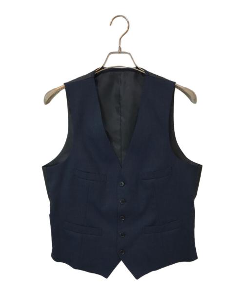 UNIVERSAL LANGUAGE（ユニバーサルランゲージ）UNIVERSAL LANGUAGE (ユニバーサルランゲージ) マイクロパターン／3ピースセットアップスーツ ネイビー サイズ:175㎝-8Drop(chest92cm waist78cm)の古着・服飾アイテム