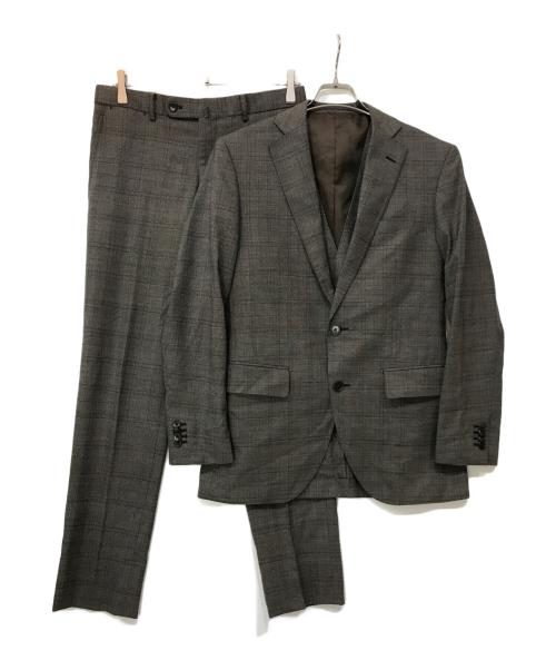 UNIVERSAL LANGUAGE（ユニバーサルランゲージ）UNIVERSAL LANGUAGE (ユニバーサルランゲージ) 3Pセットアップスーツ ブラウン サイズ:175cm-8Drop(chest92cm waist78cm)の古着・服飾アイテム