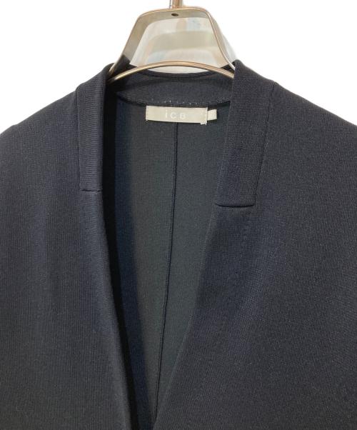 icB（アイシービー）icB (アイシービー) シンセティックヤーンスムース ロングニットジャケット ブラック サイズ:Sの古着・服飾アイテム