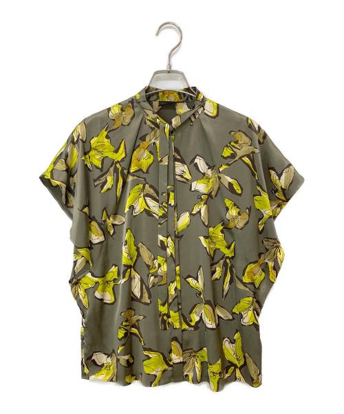 TOMORROW LAND collection（トゥモローランドコレクション）TOMORROW LAND collection (トゥモローランドコレクション) フィーラーフラワープリント フレアスリーブブラウス ブラウン×イエロー サイズ:36の古着・服飾アイテム