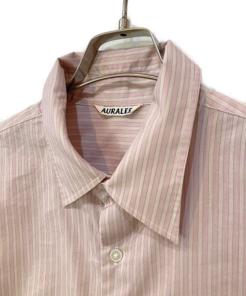 AURALEE（オーラリー）AURALEE (オーラリー) FINX POLYESTER STRIPE SHIRT Pink Beige Stripe サイズ:1の古着・服飾アイテム