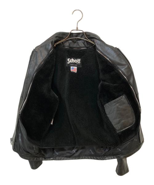 Schott（ショット）Schott (ショット) 襟付きシングルライダース ブラック サイズ:36の古着・服飾アイテム