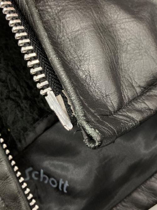 Schott（ショット）Schott (ショット) 襟付きシングルライダース ブラック サイズ:36の古着・服飾アイテム