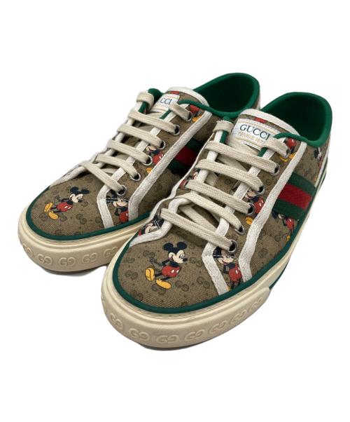 GUCCI（グッチ）GUCCI (グッチ) DISNEY (ディズニー) Tennis 1977 ローカットスニーカー ブラウン サイズ:37の古着・服飾アイテム