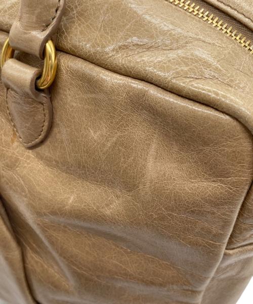 MIU MIU（ミュウミュウ）MIU MIU (ミュウミュウ) BAULETTO ハンドステッチギャザー ミニボストンバッグ ベージュ サイズ:-の古着・服飾アイテム