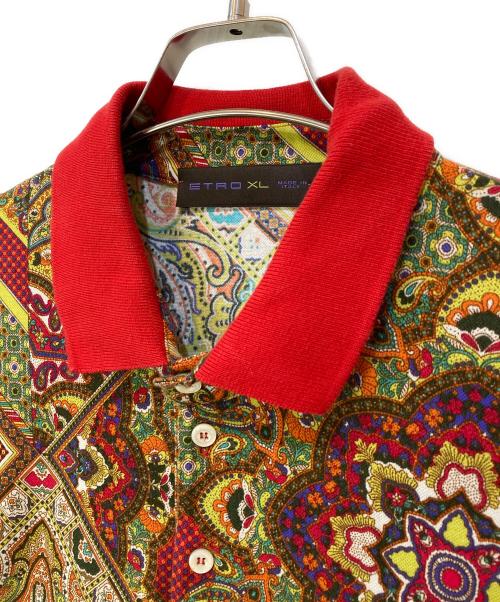 ETRO（エトロ）ETRO (エトロ) 総柄半袖ポロシャツ レッド サイズ:XLの古着・服飾アイテム