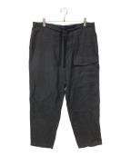 COMOLIコモリ）の古着「リネン起毛 ドローストリングパンツ」｜ブラック