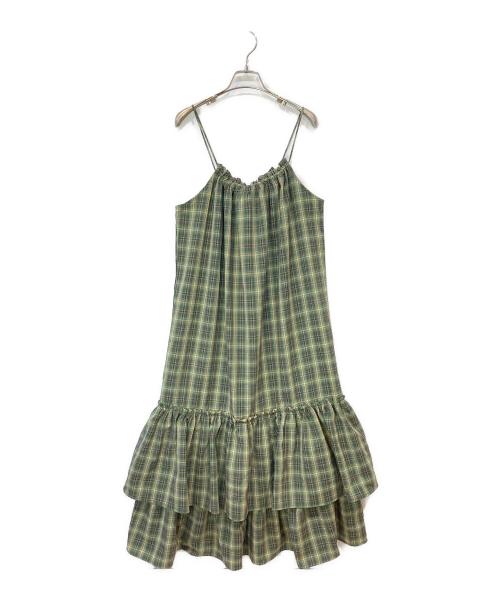 CIAOPANIC（チャオパニック）CIAOPANIC (チャオパニック) チェックギャザーキャミワンピース グリーン サイズ:Mの古着・服飾アイテム