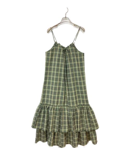CIAOPANIC（チャオパニック）CIAOPANIC (チャオパニック) チェックギャザーキャミワンピース グリーン サイズ:Mの古着・服飾アイテム