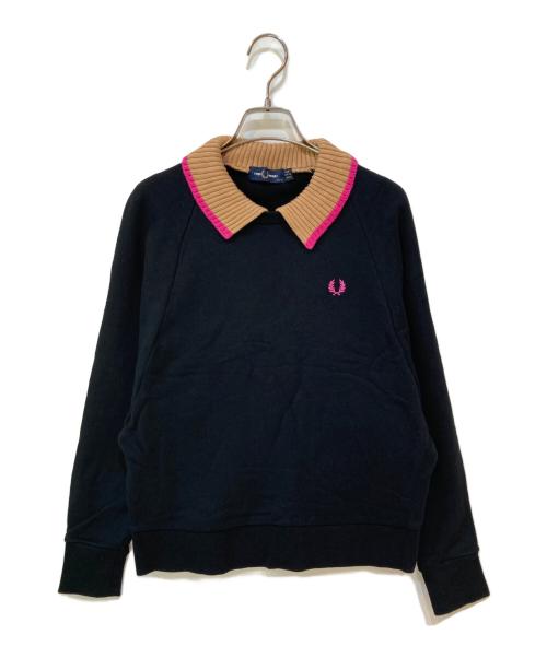 FRED PERRY（フレッドペリー）FRED PERRY (フレッドペリー) KNITTED COLLAR SWEATSHIRT ブラック サイズ:38の古着・服飾アイテム