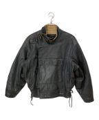 KADOYA×K'S LEATHERカドヤ×ケーズレザー）の古着「Swedish motorcycle jacket スウェーデン軍モーターサイクルジャケット」｜ブラック