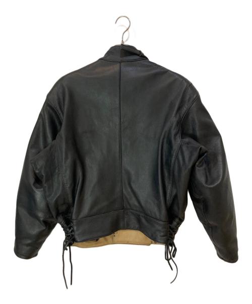 KADOYA（カドヤ）KADOYA (カドヤ) K'S LEATHER (ケーズレザー) Swedish motorcycle jacket スウェーデン軍モーターサイクルジャケット ブラック サイズ:LLの古着・服飾アイテム