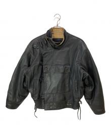 KADOYA×K'S LEATHER（カドヤ×ケーズレザー）の古着「Swedish motorcycle jacket スウェーデン軍モーターサイクルジャケット」｜ブラック