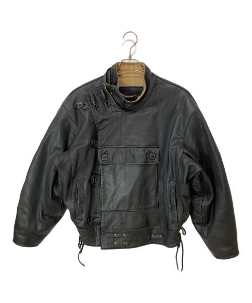 KADOYA（カドヤ）KADOYA (カドヤ) K'S LEATHER (ケーズレザー) Swedish motorcycle jacket スウェーデン軍モーターサイクルジャケット ブラック サイズ:LLの古着・服飾アイテム