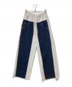 FIG&VIPERフィグアンドヴァイパー）の古着「デニム×スウェットワイドPT」｜インディゴ