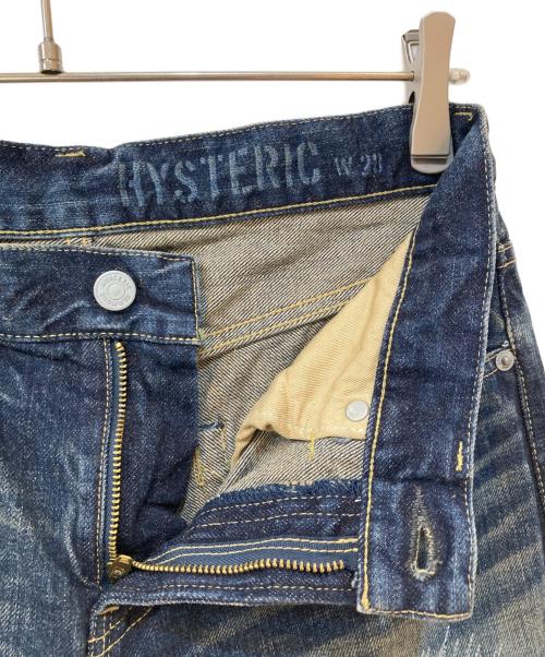 Hysteric Glamour（ヒステリックグラマー）Hysteric Glamour (ヒステリックグラマー) RW CLASH加工 スリムストレートデニムパンツ インディゴ サイズ:28の古着・服飾アイテム