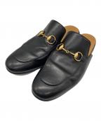 GUCCIグッチ）の古着「プリンスタウン ホースビット レザー ミュール」｜ブラック