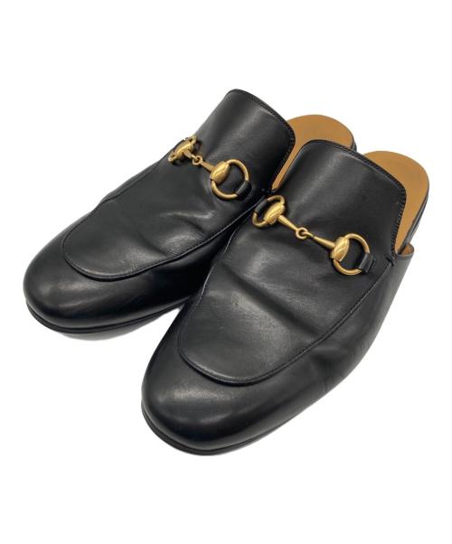 GUCCI（グッチ）GUCCI (グッチ) プリンスタウン ホースビット レザー ミュール ブラック サイズ:7の古着・服飾アイテム