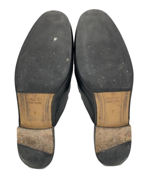 GUCCI（グッチ）GUCCI (グッチ) プリンスタウン ホースビット レザー ミュール ブラック サイズ:7の古着・服飾アイテム