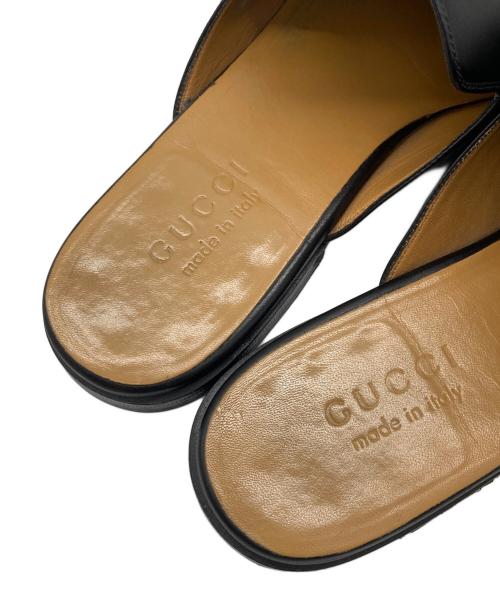 GUCCI（グッチ）GUCCI (グッチ) プリンスタウン ホースビット レザー ミュール ブラック サイズ:7の古着・服飾アイテム