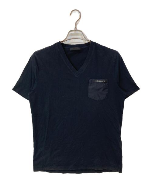 PRADA（プラダ）PRADA (プラダ) Vネックカットソー ブラック サイズ:Mの古着・服飾アイテム