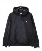 CarHarttカーハート）の古着「HOODED AMERICAN SCRIPT SWEAT」｜ブラック