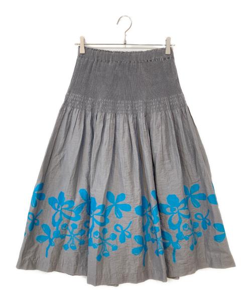 me ISSEY MIYAKE（ミーイッセイ ミヤケ）me ISSEY MIYAKE (ミーイッセイ ミヤケ) FLOWER EMBROIDERY SKIRT グレー サイズ:-の古着・服飾アイテム