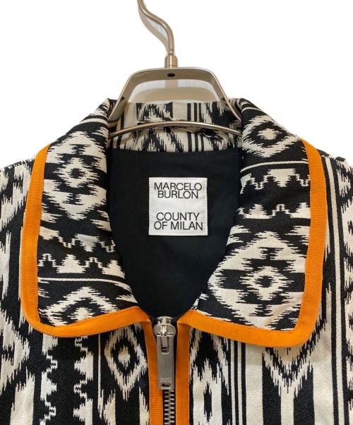 MARCELO BURLON（マルセロバーロン）MARCELO BURLON (マルセロバーロン) Folk Jacquard Coach Jacket/ フォークジャカードコーチジャケット ホワイト×ブラック サイズ:Mの古着・服飾アイテム