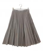 MARGARET HOWELLマーガレットハウエル）の古着「ギンガムチェック ロングプリーツスカート」｜ホワイト×ブラック