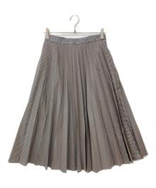 MARGARET HOWELL（マーガレットハウエル）の古着「ギンガムチェック ロングプリーツスカート」｜ホワイト×ブラック