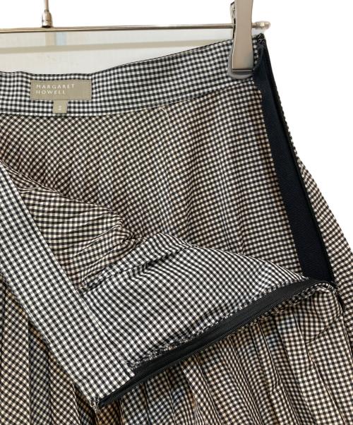 MARGARET HOWELL（マーガレットハウエル）MARGARET HOWELL (マーガレットハウエル) ギンガムチェック ロングプリーツスカート ホワイト×ブラック サイズ:2の古着・服飾アイテム