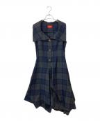 Vivienne Westwood RED LABELヴィヴィアンウエストウッドレッドレーベル）の古着「ノースリーブチェック柄ワンピース」｜ネイビー