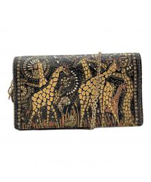 Christian Dior（クリスチャン ディオール）の古着「アニマルプリントチェーンショルダーバッグ」｜ブラック