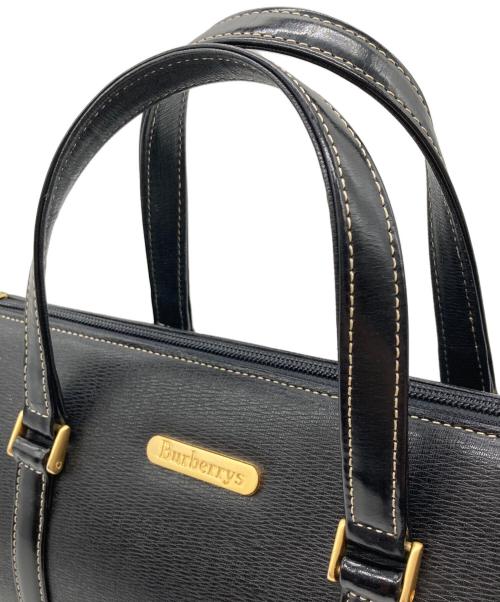 Burberry's（バーバリーズ）Burberry's (バーバリーズ) 裏地ノバチェック ミニボストンバッグ ブラックの古着・服飾アイテム