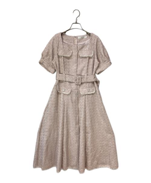 HER LIP TO（ハーリップトゥ）HER LIP TO (ハーリップトゥ) Classic Tweed Belted Dress ピンク サイズ:Mの古着・服飾アイテム