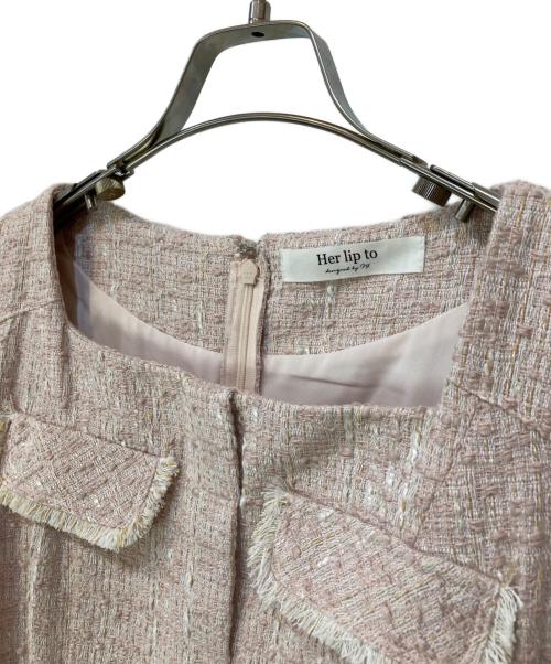HER LIP TO（ハーリップトゥ）HER LIP TO (ハーリップトゥ) Classic Tweed Belted Dress ピンク サイズ:Mの古着・服飾アイテム
