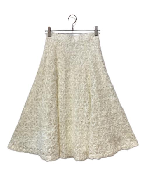 Apuweiser-riche（アプワイザーリッシェ）Apuweiser-riche (アプワイザーリッシェ) リボン刺繍ミディスカート アイボリー サイズ:1の古着・服飾アイテム
