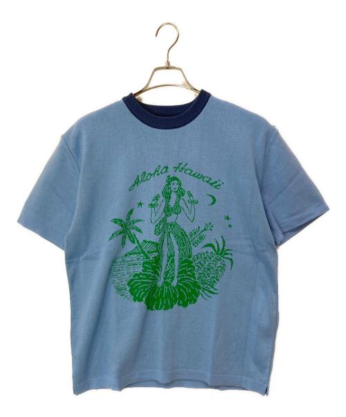 BluBre（ブルブレ）BluBre (ブルブレ) BEAMS (ビームス) 別注フラガールニットTシャツ ブルー サイズ:2 未使用品の古着・服飾アイテム