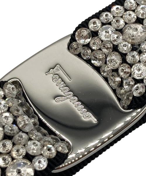 Salvatore Ferragamo（サルヴァトーレ フェラガモ）Salvatore Ferragamo (サルヴァトーレ フェラガモ) リボンビジューバレッタ ブラック サイズ:-の古着・服飾アイテム